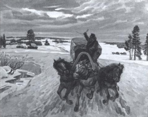 Почтовая тройка. Художник А. Тумбасов. Музей